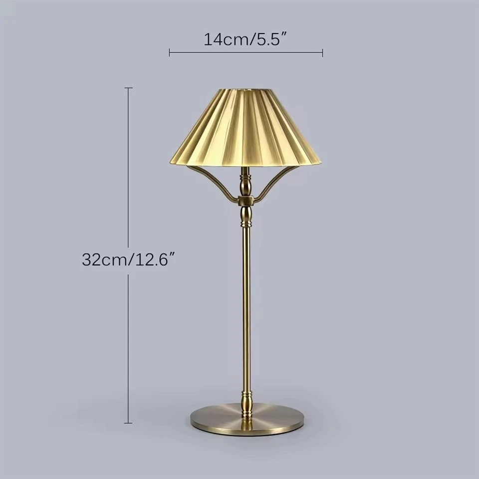 Metal Scallop Cordless Table Lamp Home Decor Battery Led Rechargeable Gold Table Lamp best
